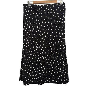 Rachel Zoe Black & White Polka Dot Midi Skirt Womens Size 10 Polyester/Spandex
